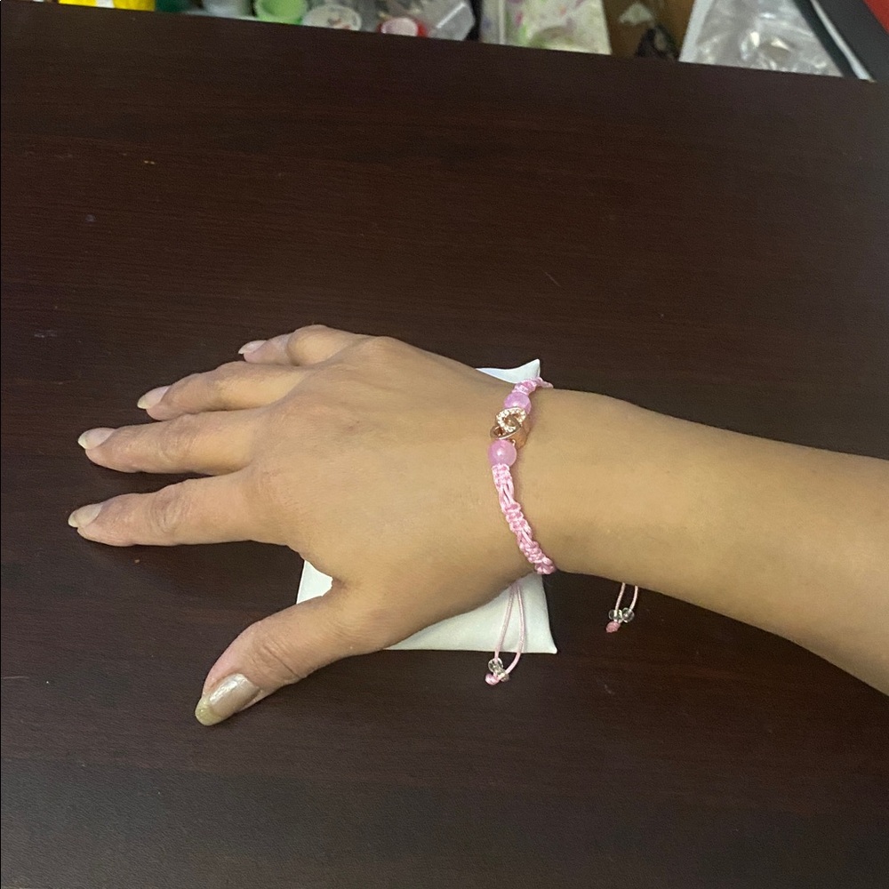 Pink friendship Bracelet with Heart Charm
